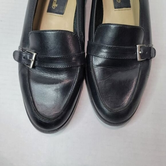 Papagallo Spin Black Leather Loafers Size 9 M - Picture 6 of 12